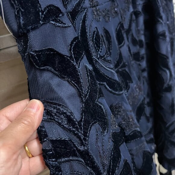 City Studio Womens Juniors Sz 3/4 Sequined Short Fit Flare Dress Navy - Picture 5 of 10